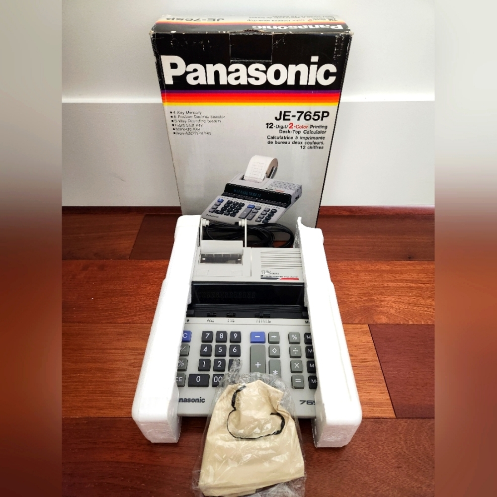 Vintage Panasonic JE-765P 12-Digit/2-Color printing desktop calculator One size